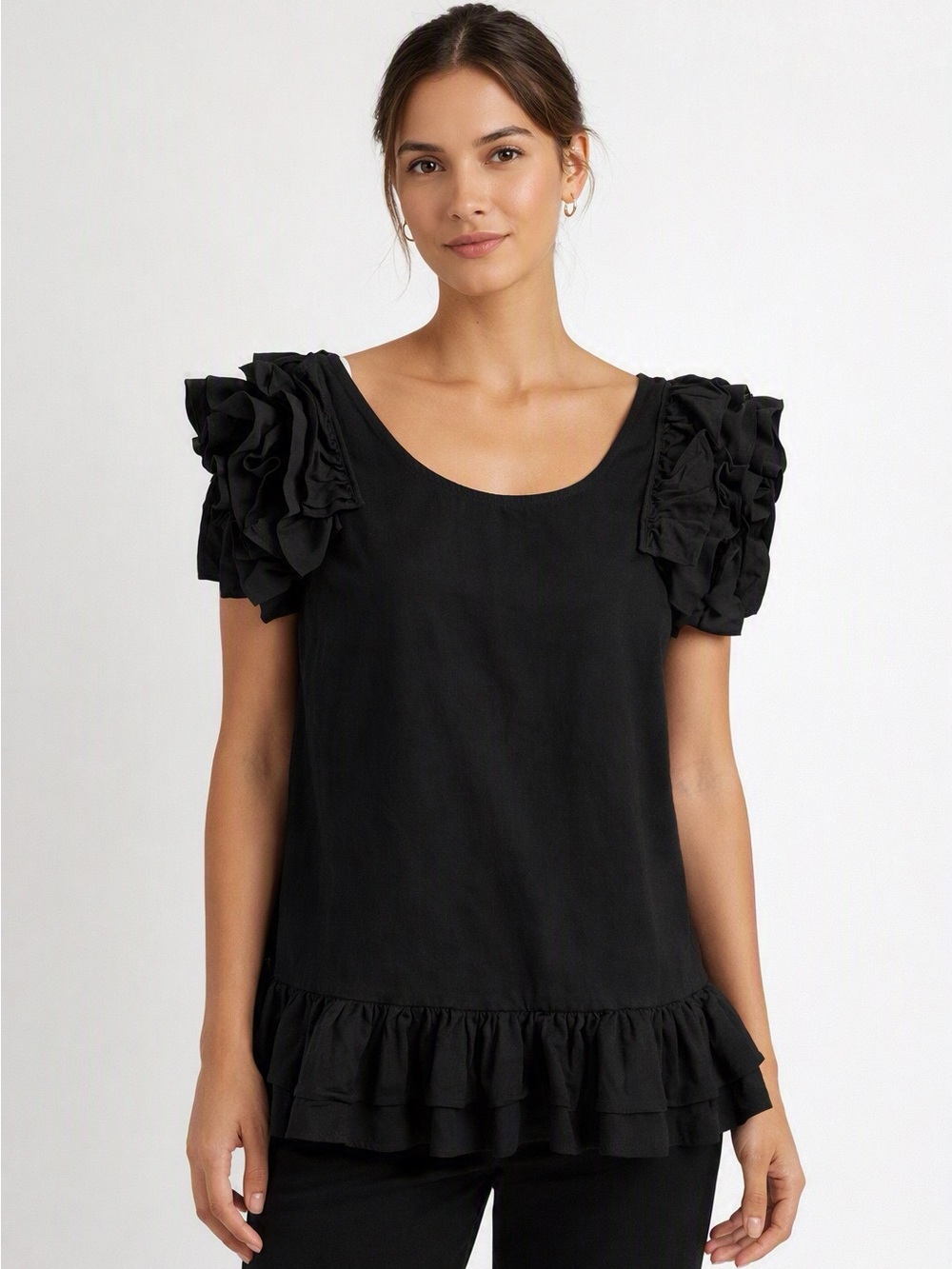 NWT Diesel Black De-Roses Ruffle Tank Denim Top Size Small